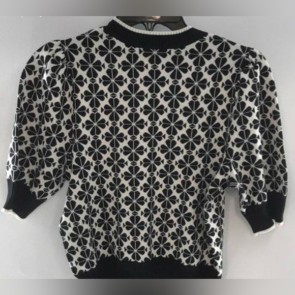 Kate Spade Black and White Spade Clover Patterned Sweater - Picture 2 of 3